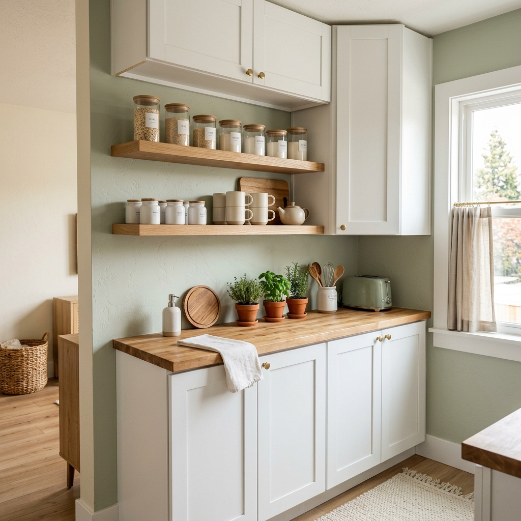 Organized hidden kitchen niche