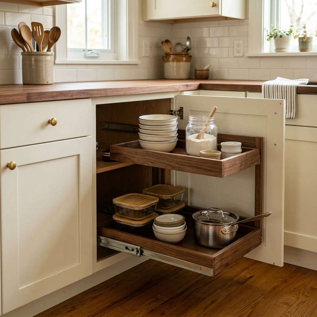 L-shaped cabinet ideas pin